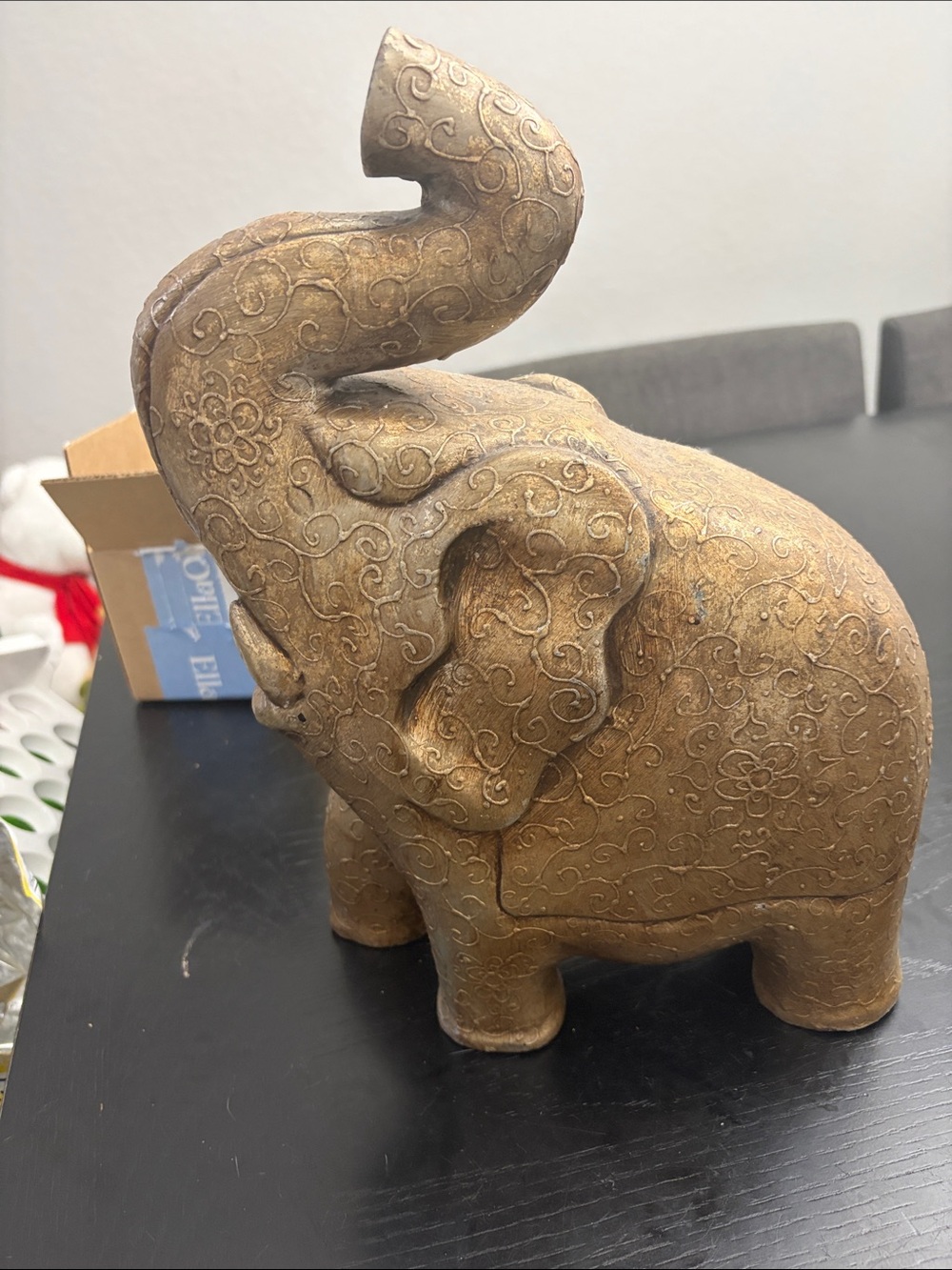 Gold Decorative Elephant Figurine - Ornate Home Accent